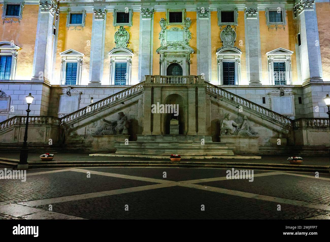 Italy, Rome - November 26, 2023: Piazza del Campidoglio Illuminated at ...