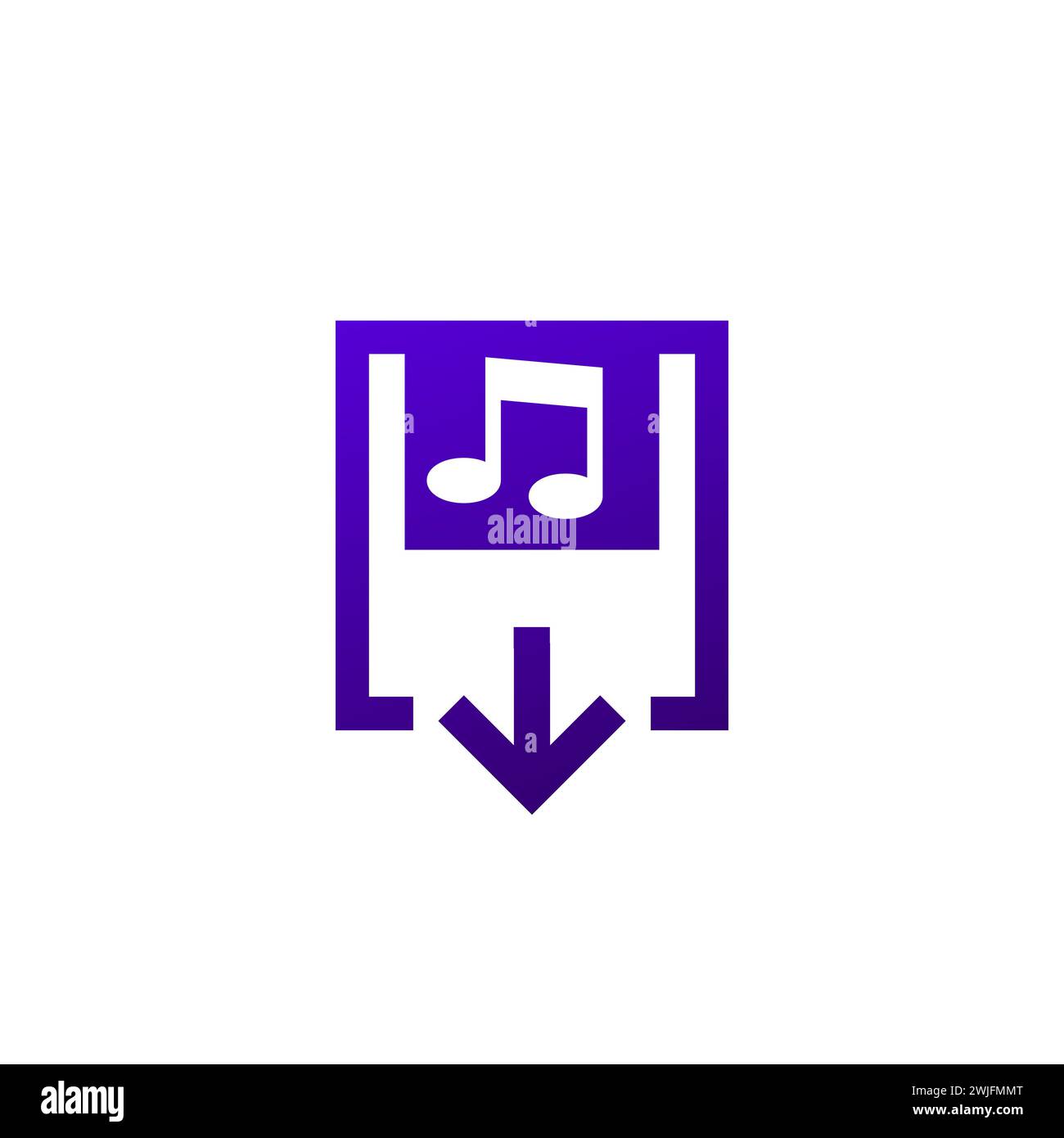 audio file download icon on white Stock Vector