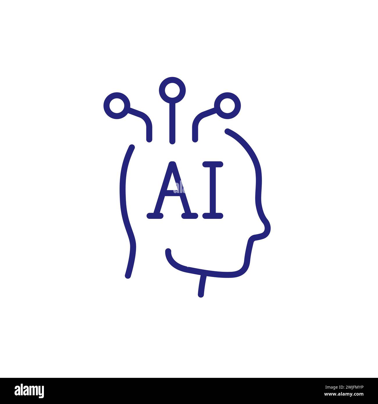 AI, Artificial intelligence line icon Stock Vector