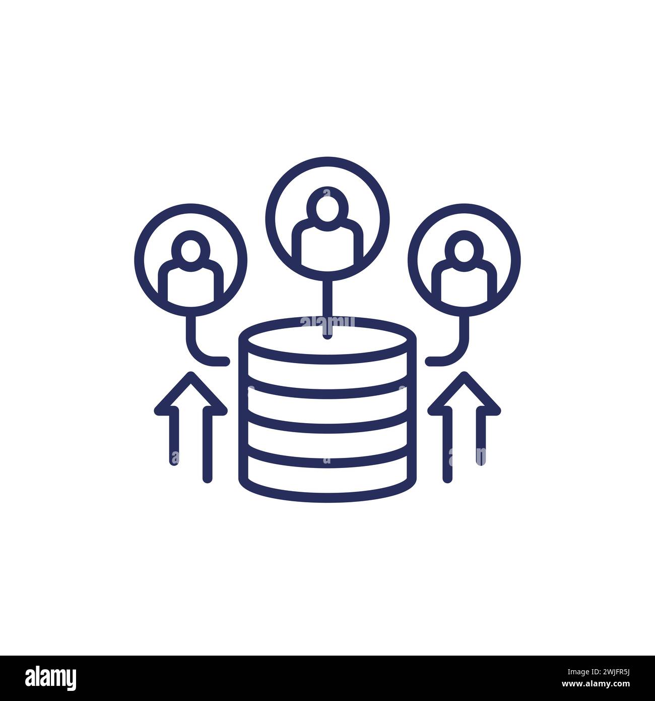 increase userbase line icon with users Stock Vector