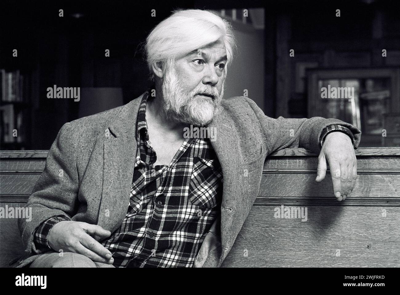 Poet John Silkin at Wycliffe College in 1988 Stock Photo Alamy