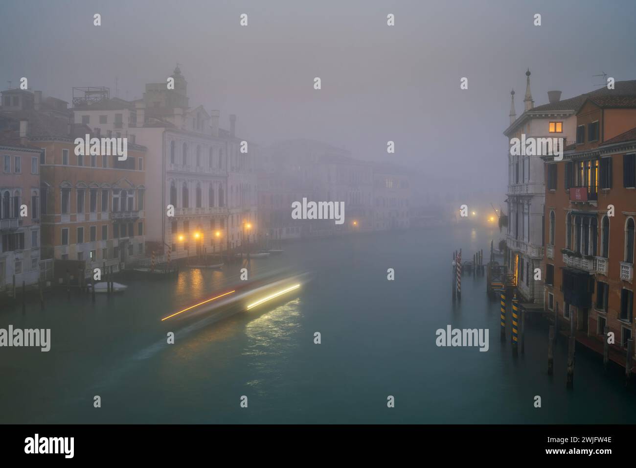 Grand Canal in the fog, Venice, Veneto, Italy Stock Photo