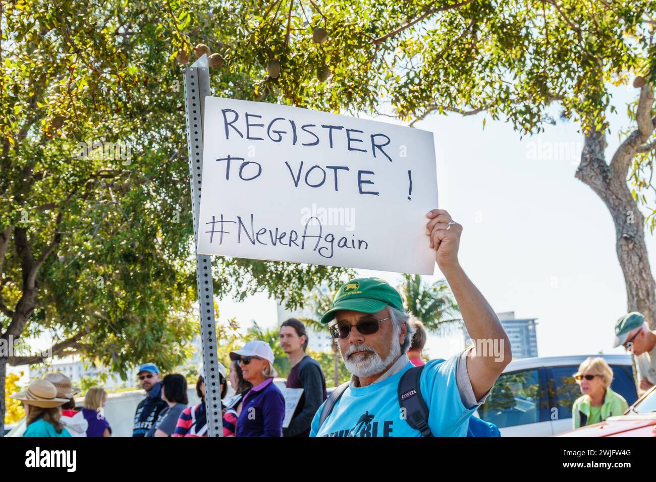 Sarasota, FL, US -March 24, 2018 - Protesters gather at the student-led protest March For Our Lives reading 'Register to Vote' Stock Photo