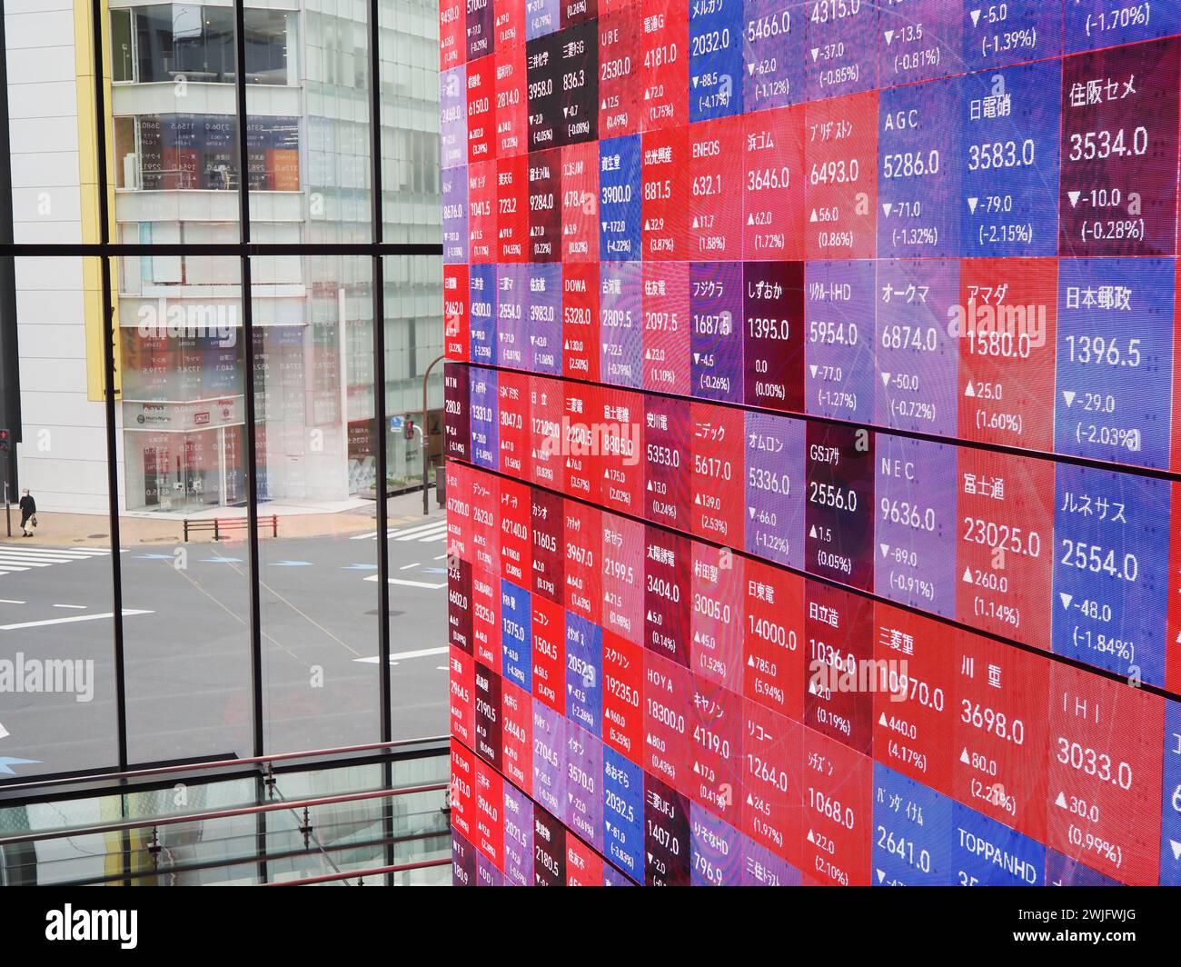 TOKYO, JAPAN February 15, 2024 Screens display Japanese stock prices