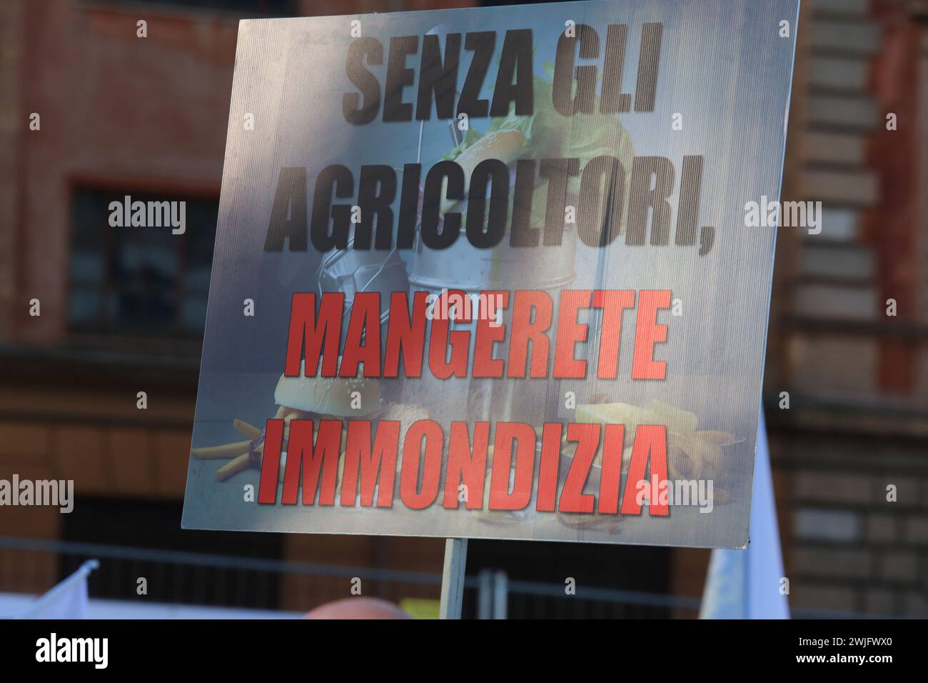 The farmers' protest in the Italian capital, the tractors arrived at the Circus Maximus. Rome, Italy. February 15, 2024. ANTONIO NARDELLI / ALAMY LIVE NEWS Stock Photo