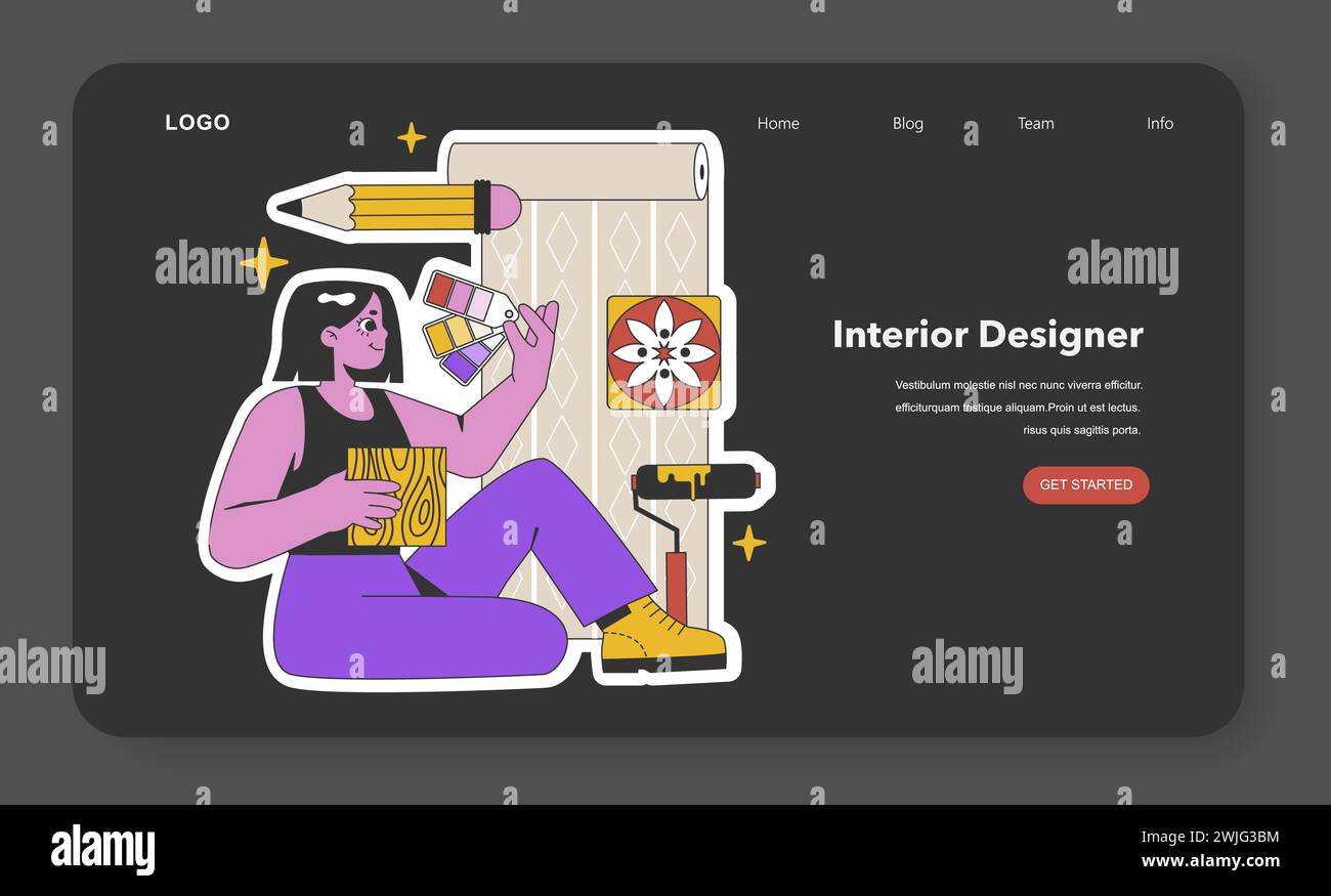 Artistic Interior Designer Selecting Patterns. A creative professional ...