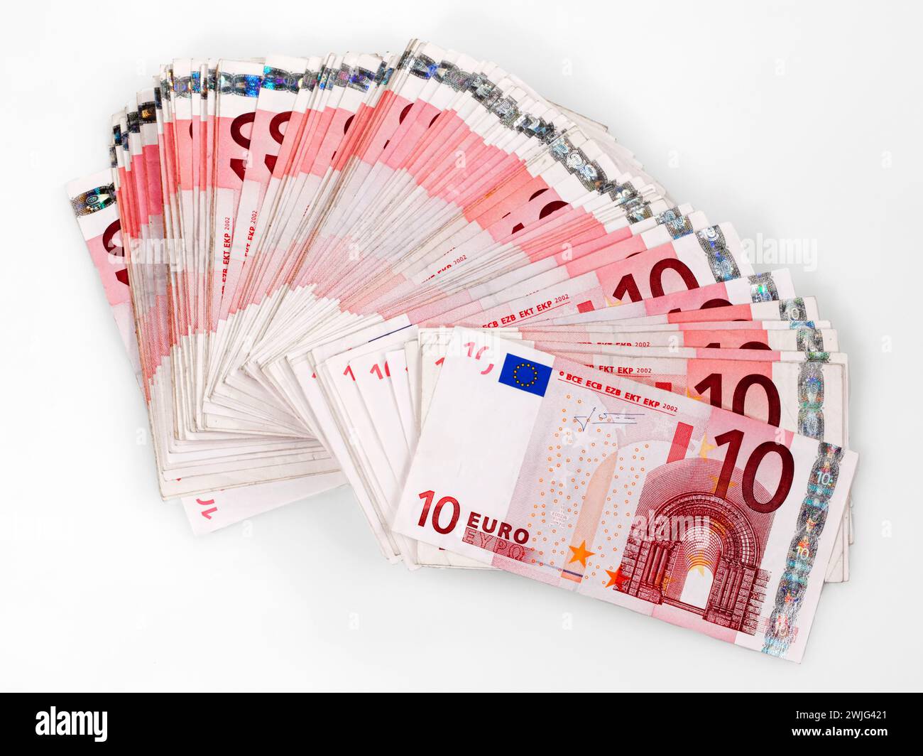 Many 10 Euro banknotes, Germany, Europe Stock Photo
