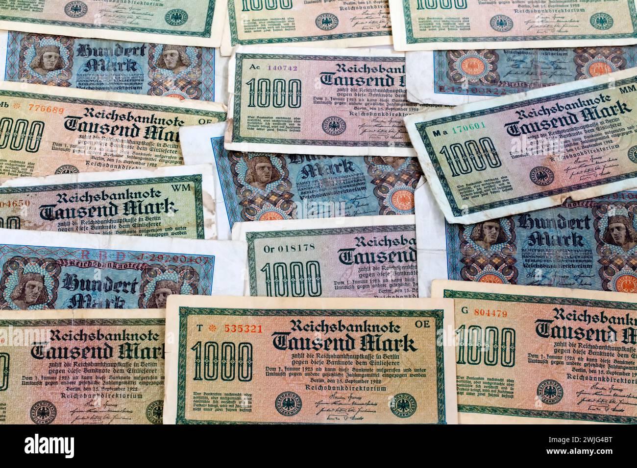 Reichsbank banknotes, Germany, 1922, Europe Stock Photo