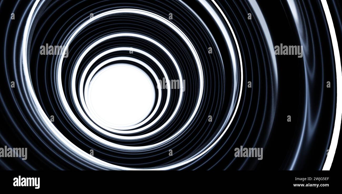 Abstract Black and White Concentric Circles Creating an Optical Illusion Effect 3d render illustration Stock Photo