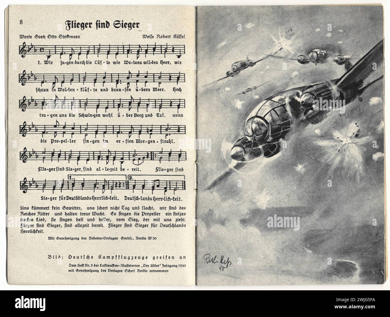 A book about aircraft recognition of war planes from World War II, by Dr. Spohr Verlag, 1942, Dresden, Germany, Europe Stock Photo