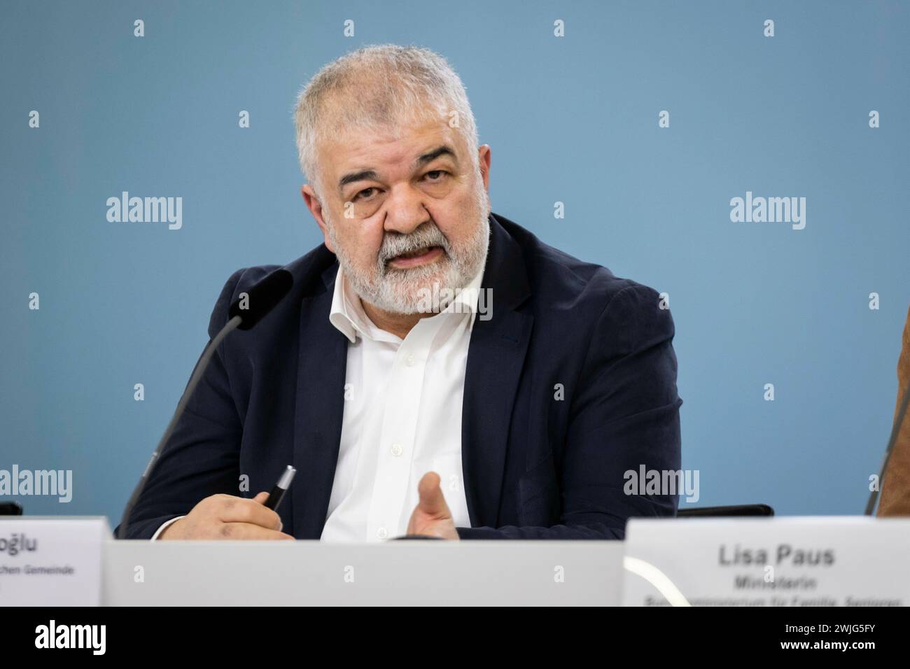 Goekay Sofuoglu, federal chairman of the Turkish community in Germany, recorded at a press conference on the topic of commitment versus misanthropy at the BMFSFJ in Berlin, February 15, 2024. Photographed on behalf of the Federal Ministry for Family, Senior Citizens, Women and Youth. Stock Photo