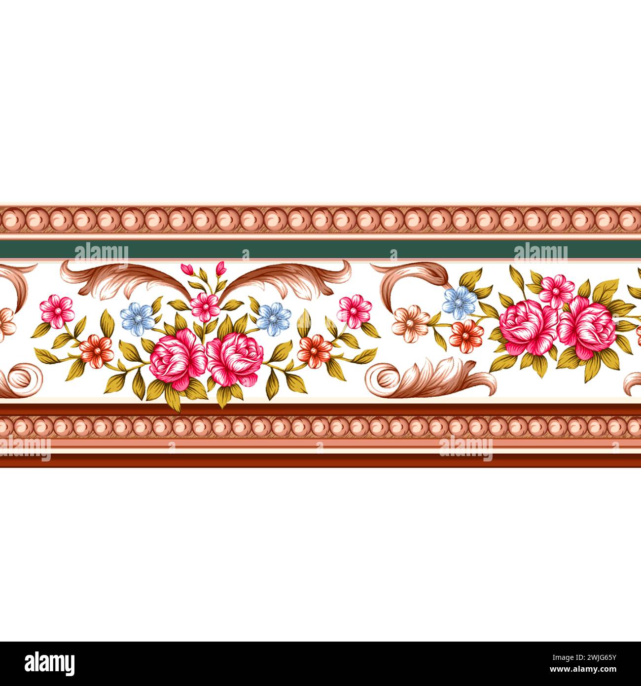 Floral Border Design In Textile Digital In Beautiful Color Border Stock Vector Image And Art Alamy