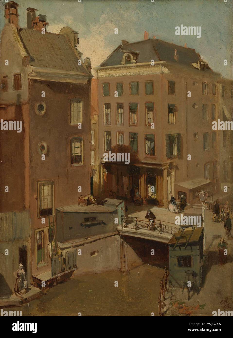 The Osjessluis near Kalverstraat in Amsterdam, Charles Rochussen, 1855 Stock Photo