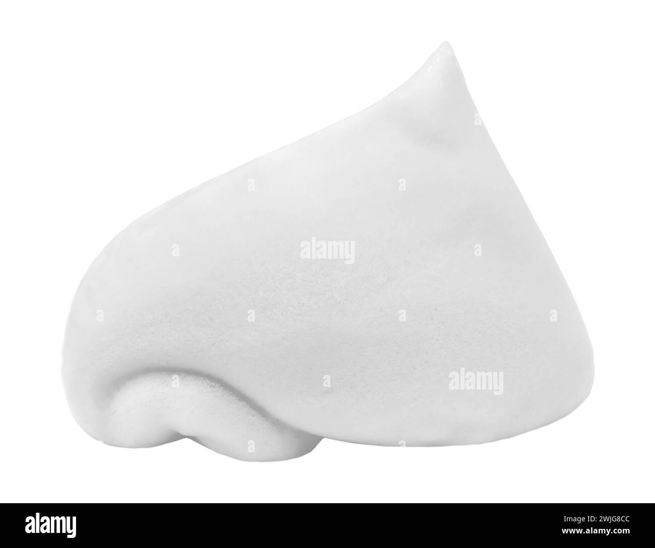 Blue shaving foam on a white background. Soap foam with dropshaped bubbles. Skin care Stock