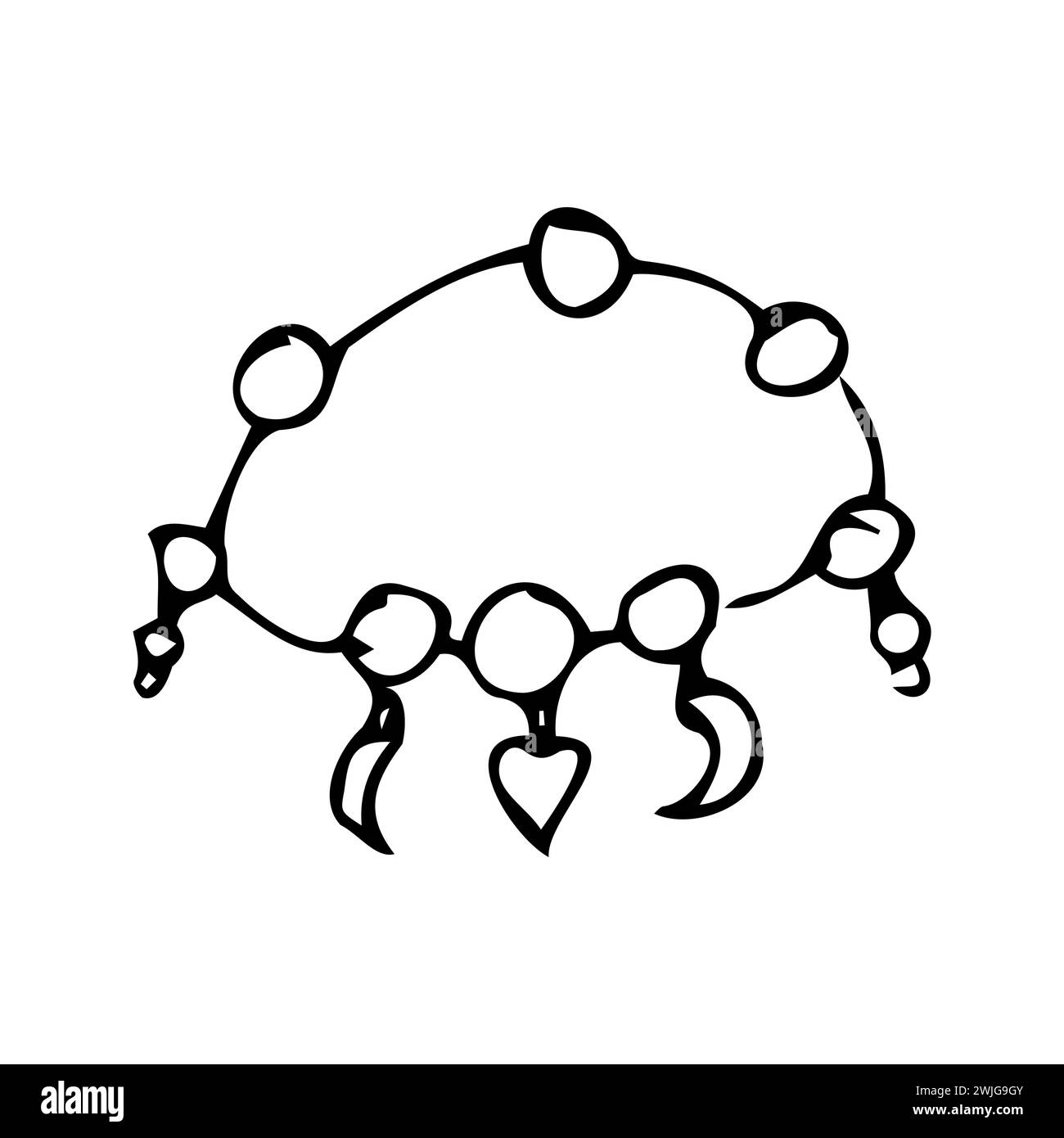 outline doodle bracelet of girl jewerly for friendship. Vector illustration outline sketch. Hand drawn jewerly illustration.  Stock Vector