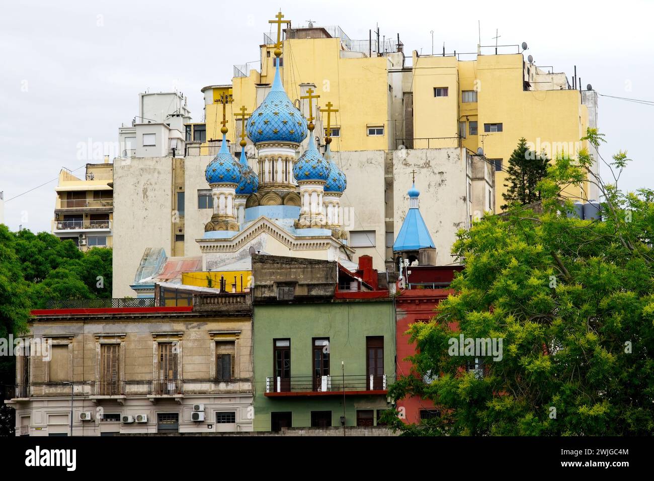 Russian Orthodox Church in the 17th century Muscovite style, opened in 1904, designed by the architect of Russia's Holy Synod, Mihail Preobrazensky. Stock Photo