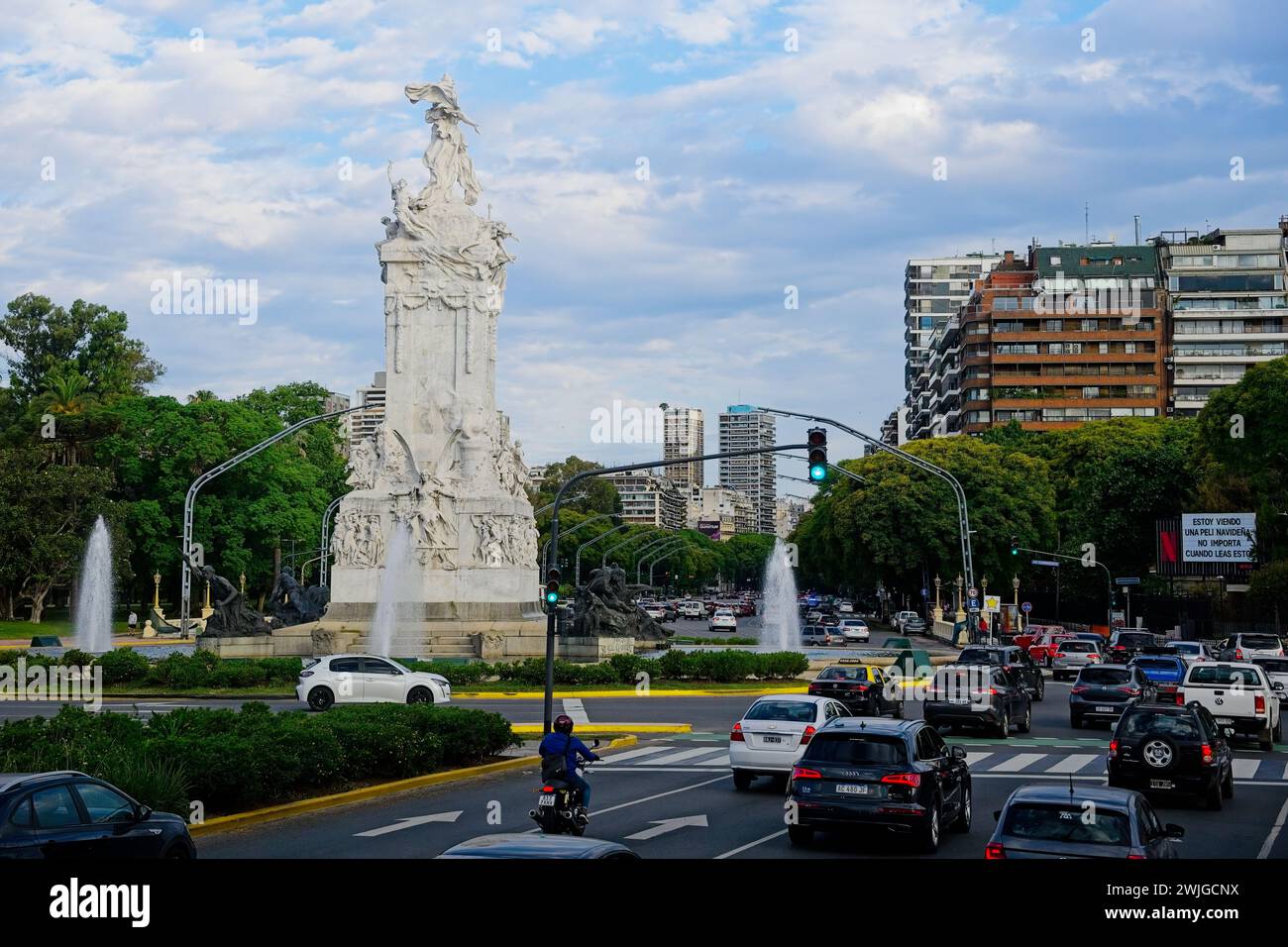The Monument to the Spaniards, It was donated in 1910 by the Spanish community for the centenary of the May Revolution. On the Avenue del Libertador. Stock Photo