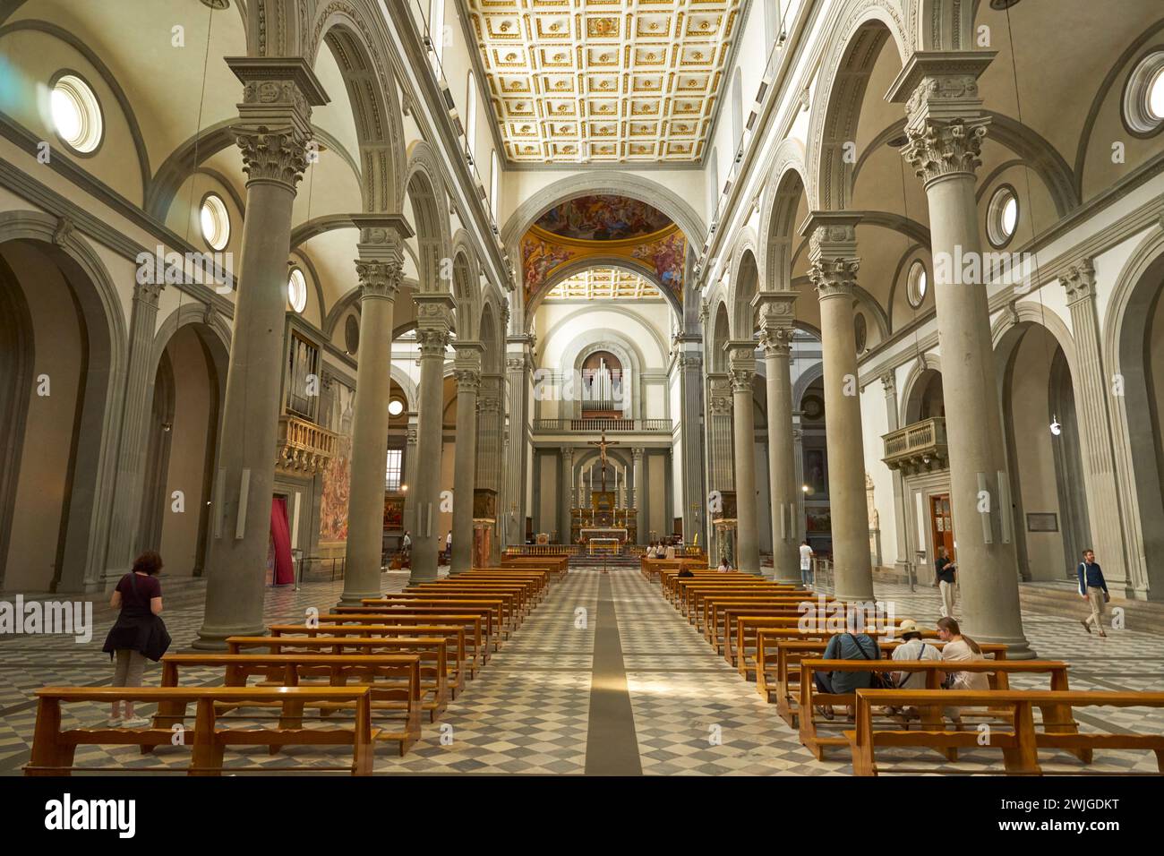 Interior of Basilica of San Lorenzo, Florence Italy designed by Filippo Brunelleschi Stock Photo