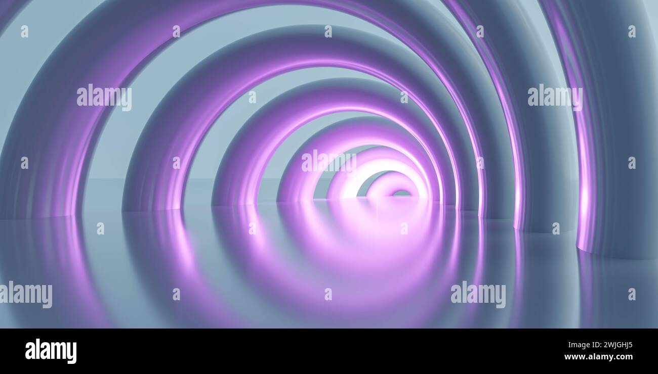 Abstract Purple Spiral in a surreal landscape 3d render illustration ...