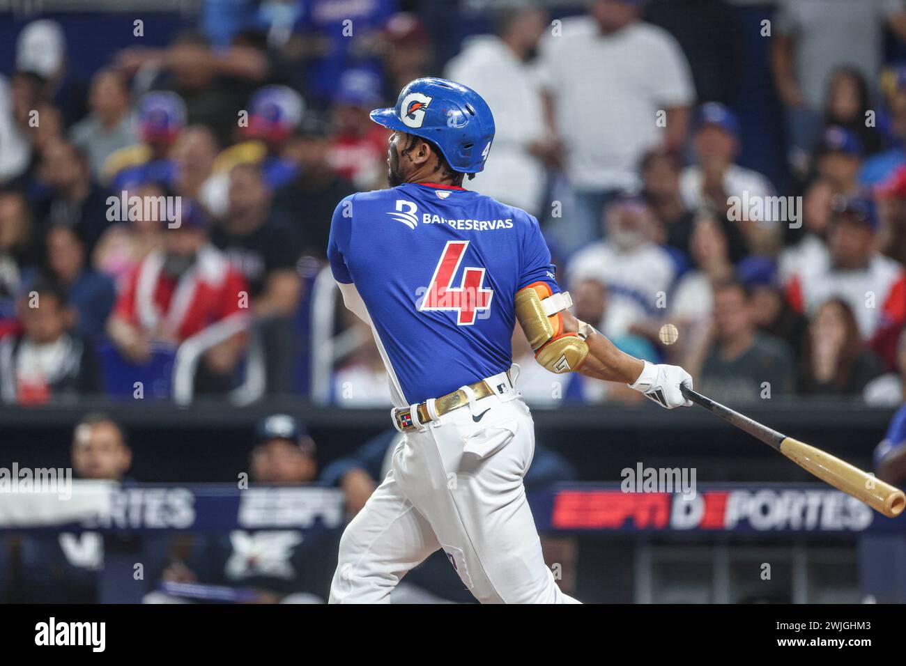 MIAMI, FLORIDA - FEBRUARY 1: Gustavo Nuñez of Tigres del Licey of ...