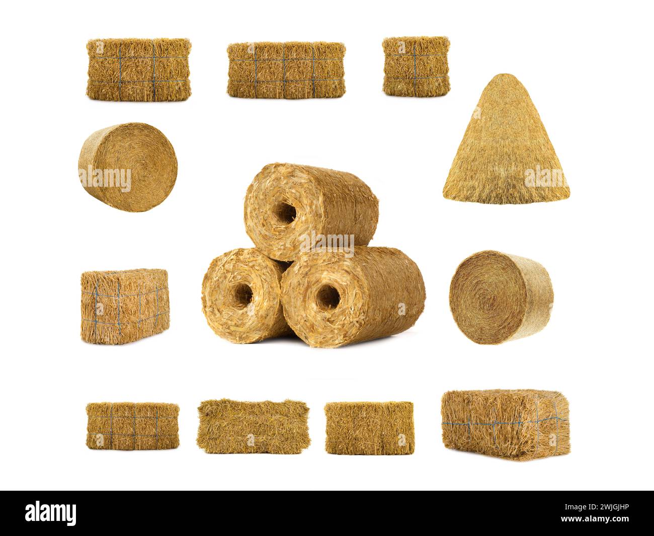 fuel briquettes of straw  isolated on a white background Stock Photo