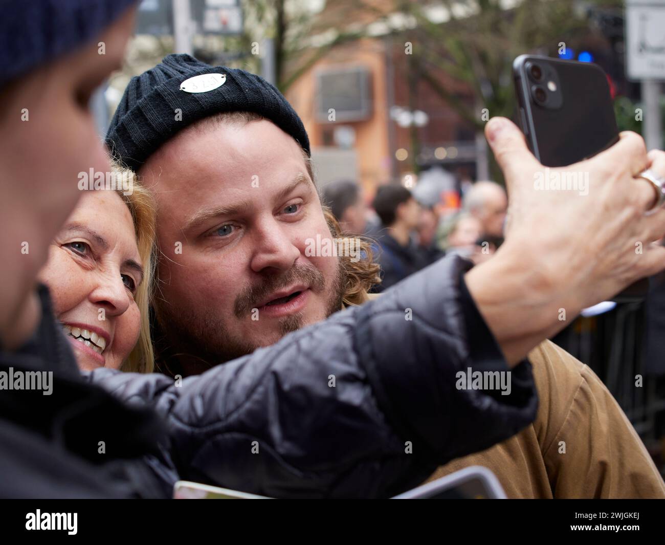 Berlin, Germany, 15th Feb, 2024. Jury member Brady Corbet after the press conference with fans. Credits: Walter Gilgen Stock Photo