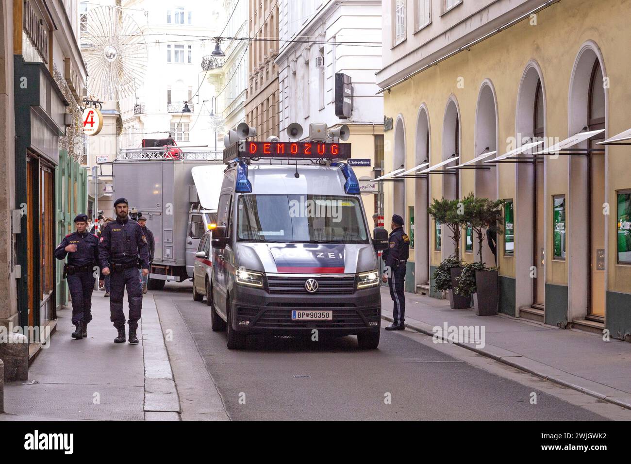 Police At A Demonstration Of The GPA Union In Vienna, Austria Stock Photo