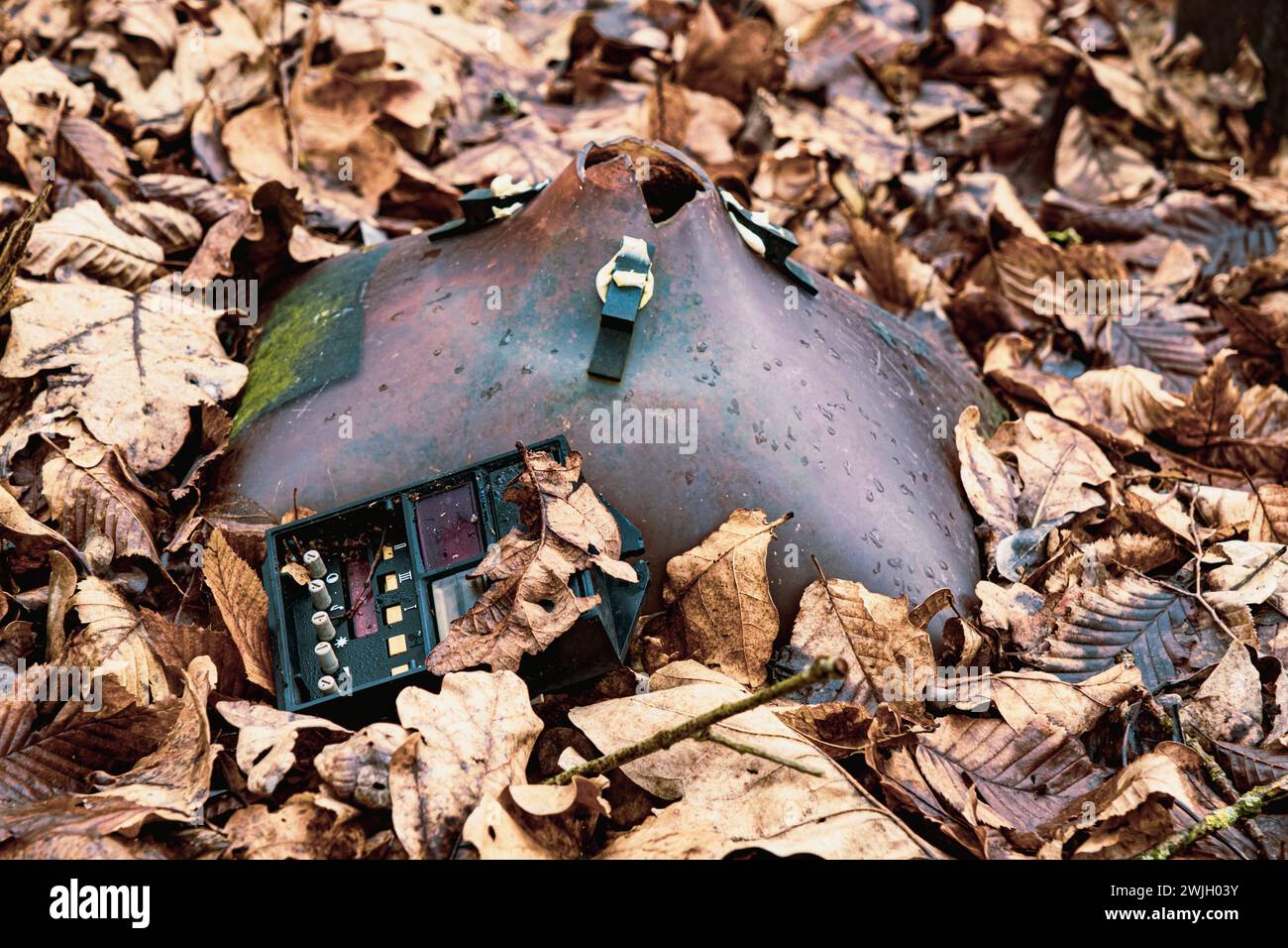 Broken Cathode Electron Beam Tube of Old TV, shattered television trash