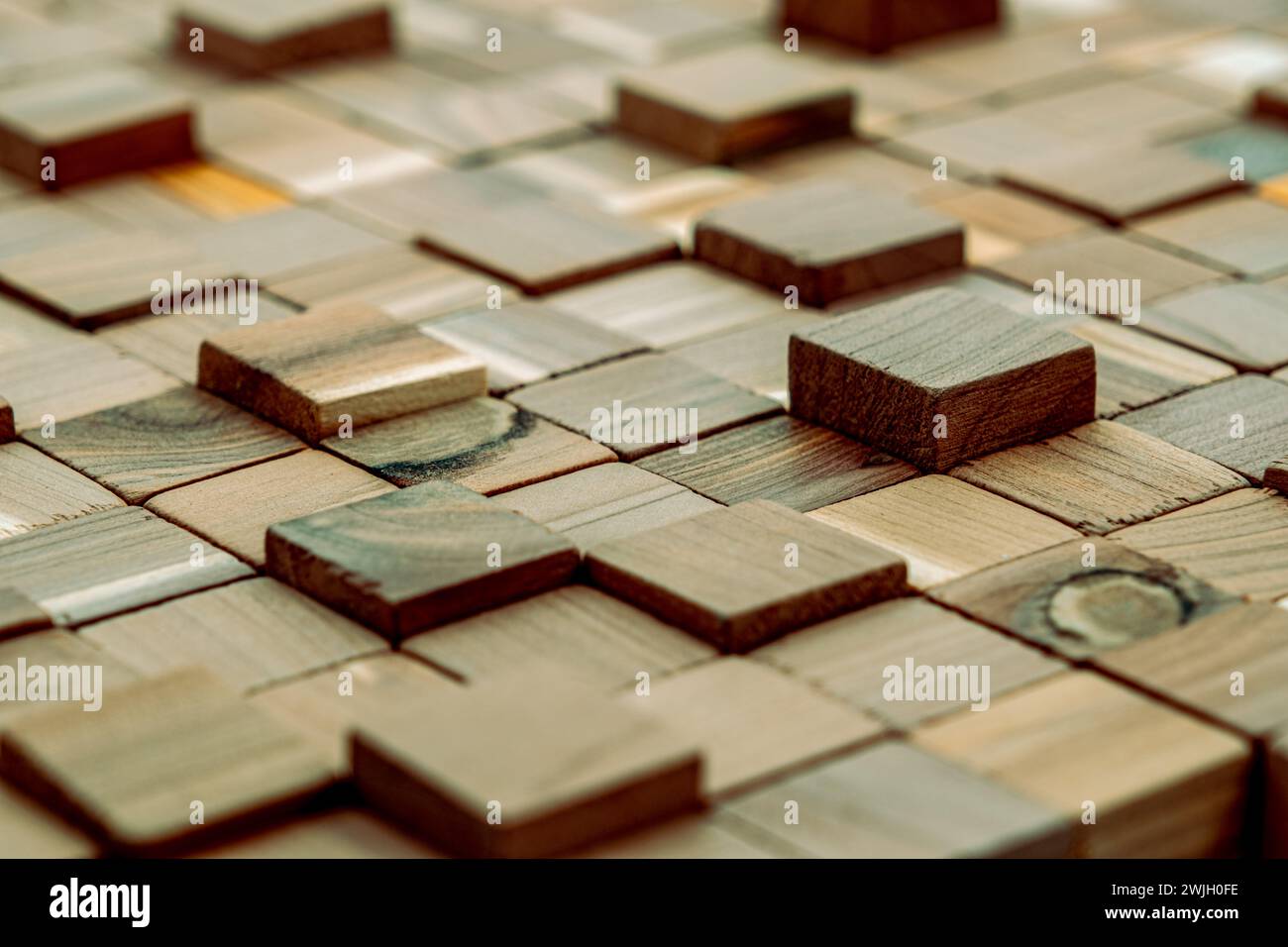 natural wooden mosaics tiles, wood cubes wall cladding, interior design ...