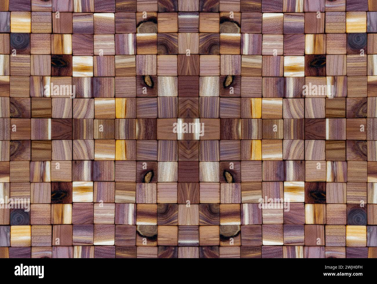 natural wooden mosaics tiles, wood cubes wall cladding, interior design ...