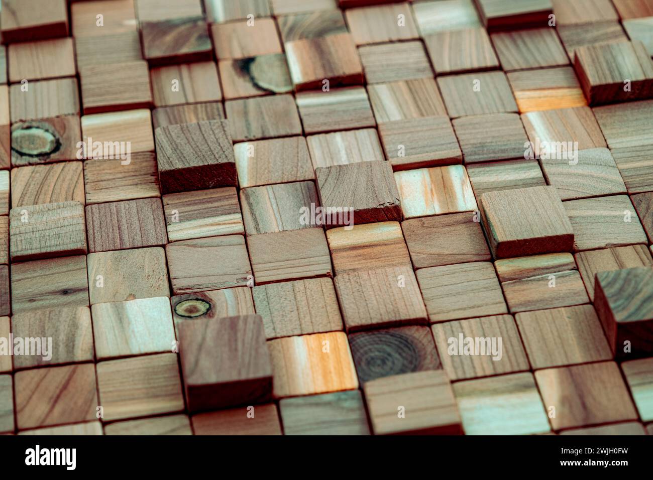 natural wooden mosaics tiles, wood cubes wall cladding, interior design ...