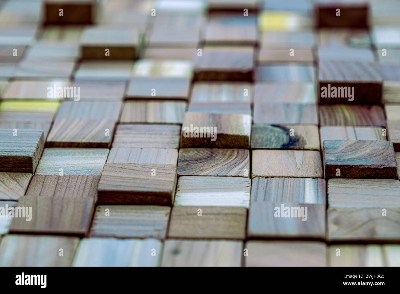 natural wooden mosaics tiles, wood cubes wall cladding, interior design ...