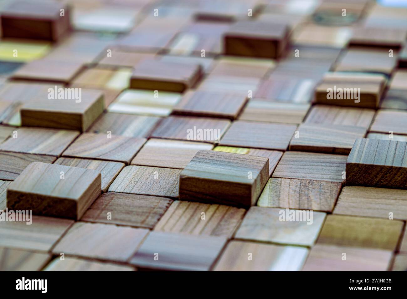 natural wooden mosaics tiles, wood cubes wall cladding, interior design ...