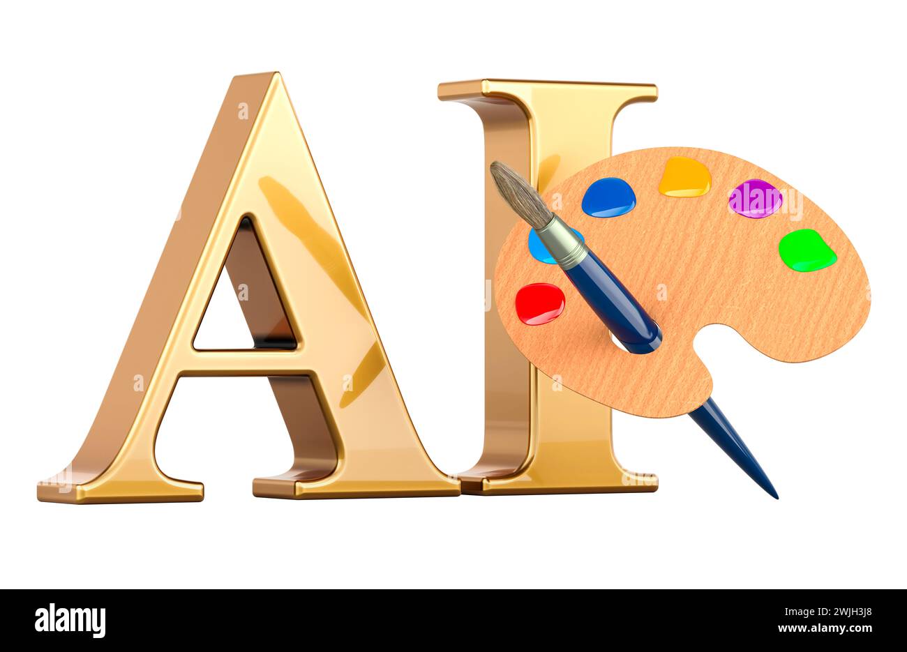 AI Image Generator, concept. 3D rendering isolated on white background Stock Photo