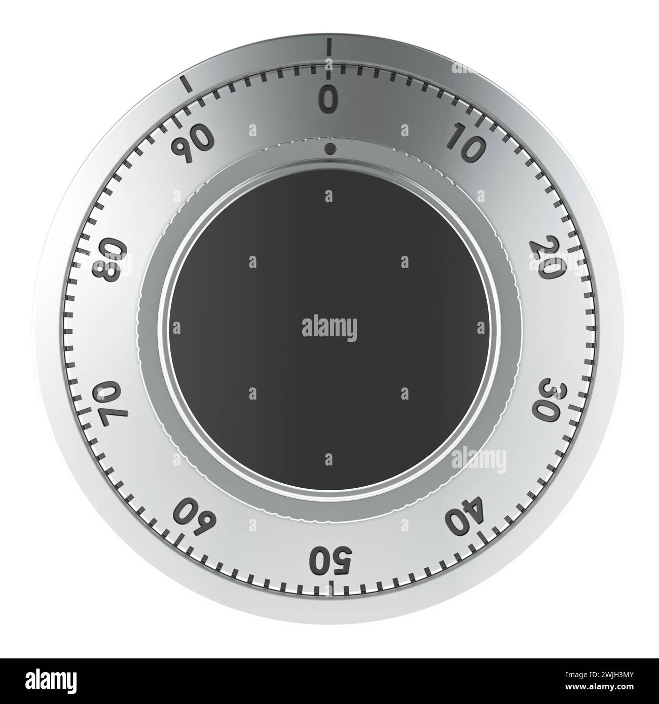 Wheel mechanical combination lock, front view. 3D rendering isolated on ...