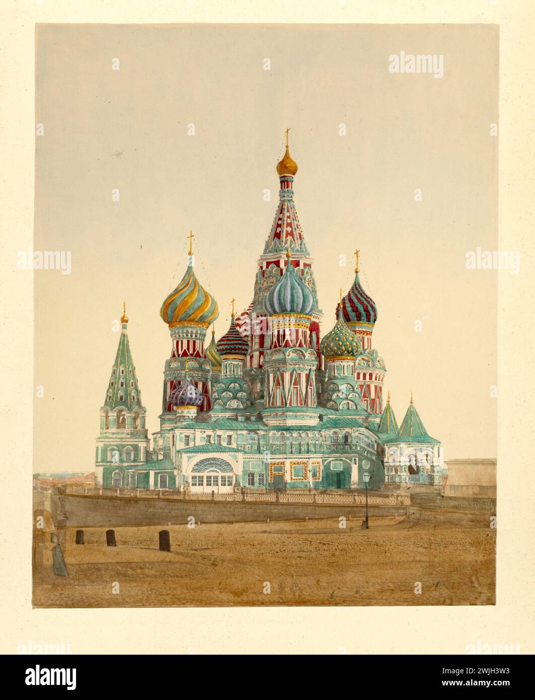 St. Basil's Cathedral , Moscow, Russia.  Handcolored photographs mounted on cards.  Late 19th century Stock Photo
