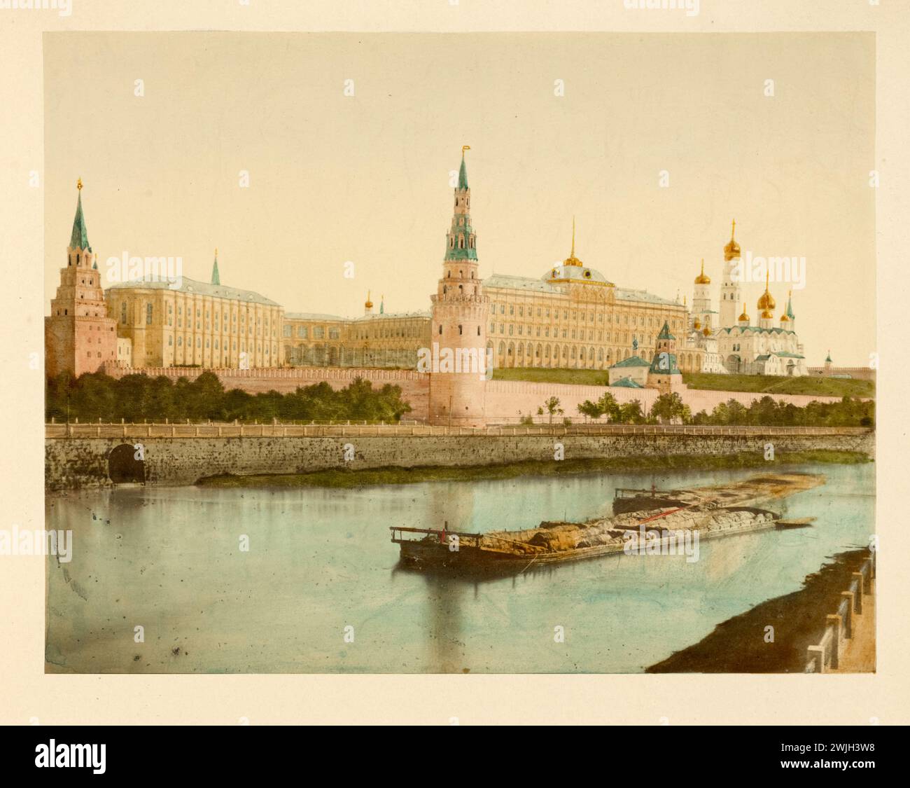 Imperial Palace at the Kremlin. Moscow, Russia. Handcolored photographs mounted on cards.  Late 19th century Stock Photo