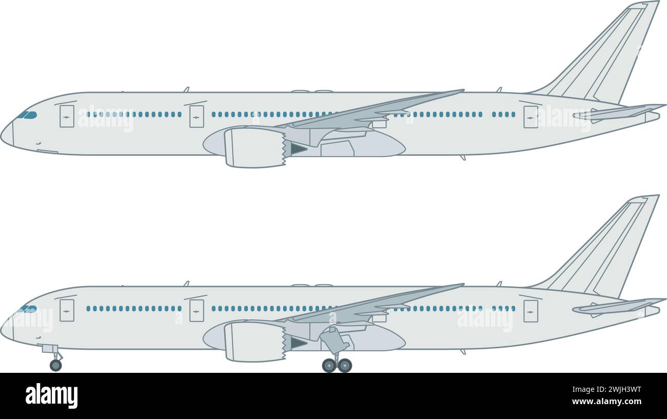 Großraum-Langstreckenflugzeug Stock Vector