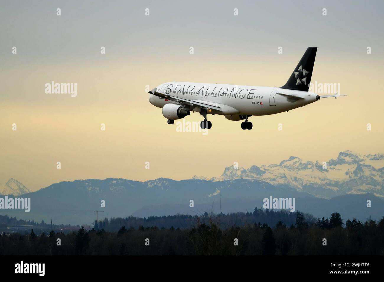 RECORD DATE NOT STATED Airbus A320-214 SWISS Star Alliance landing at Kloten Airport Copyright: xSergioxBrunettix Stock Photo