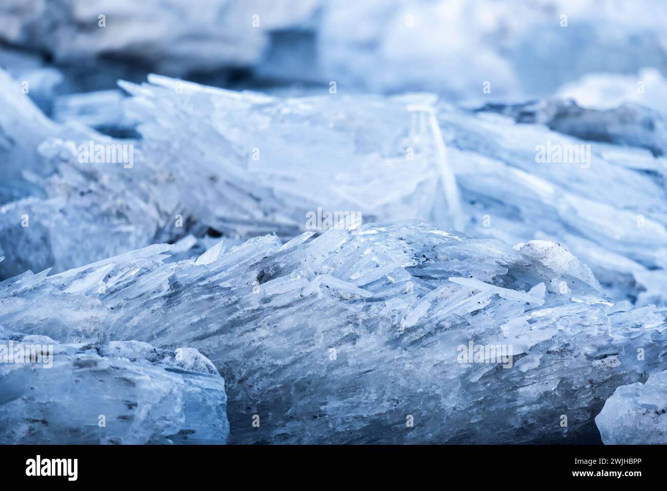 Ice shards, close up photo with selective soft focus Stock Photo