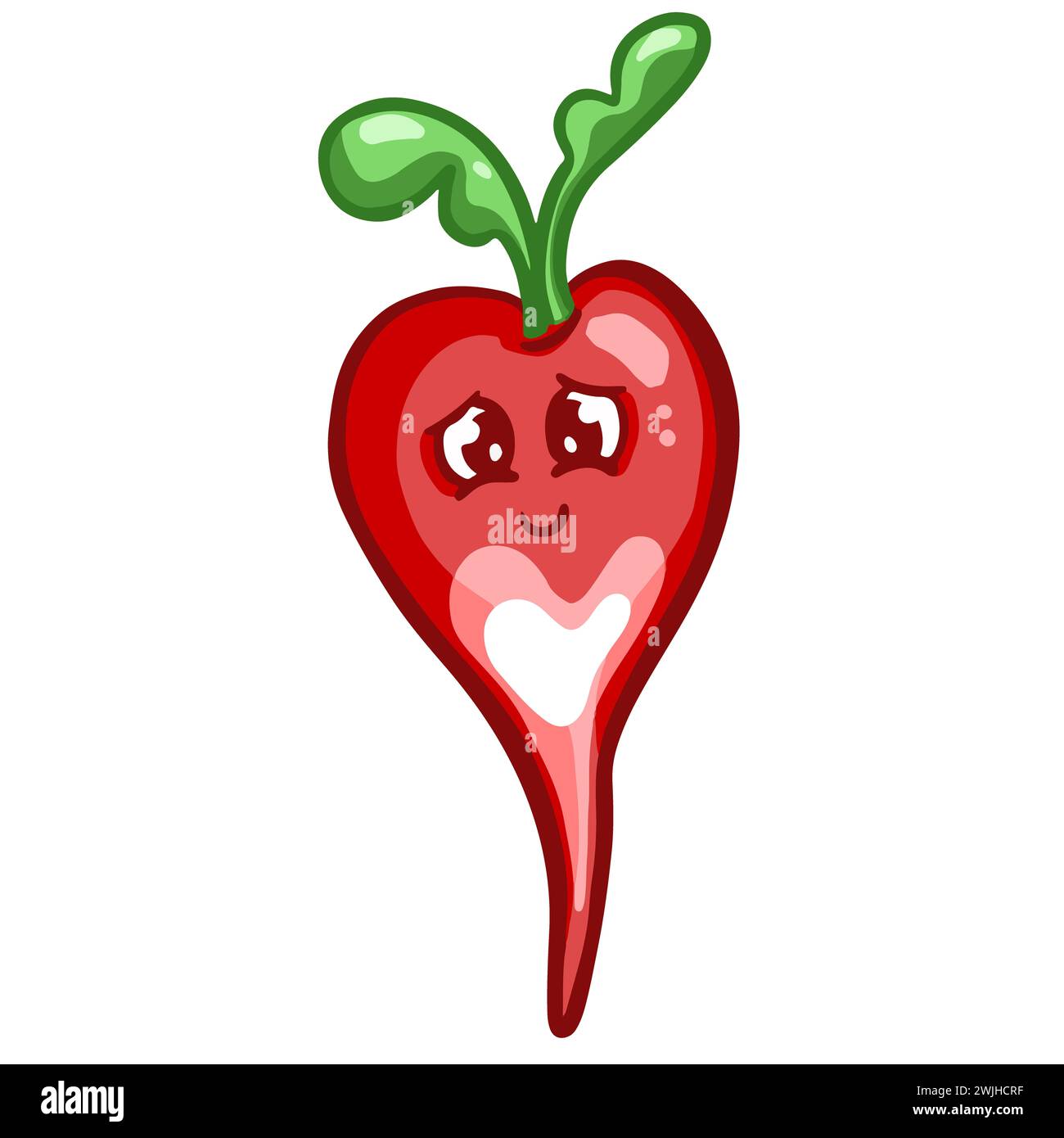 Cartoon Radish Vegetable Character With Smiley Kawaii Face Illustration Stock Photo