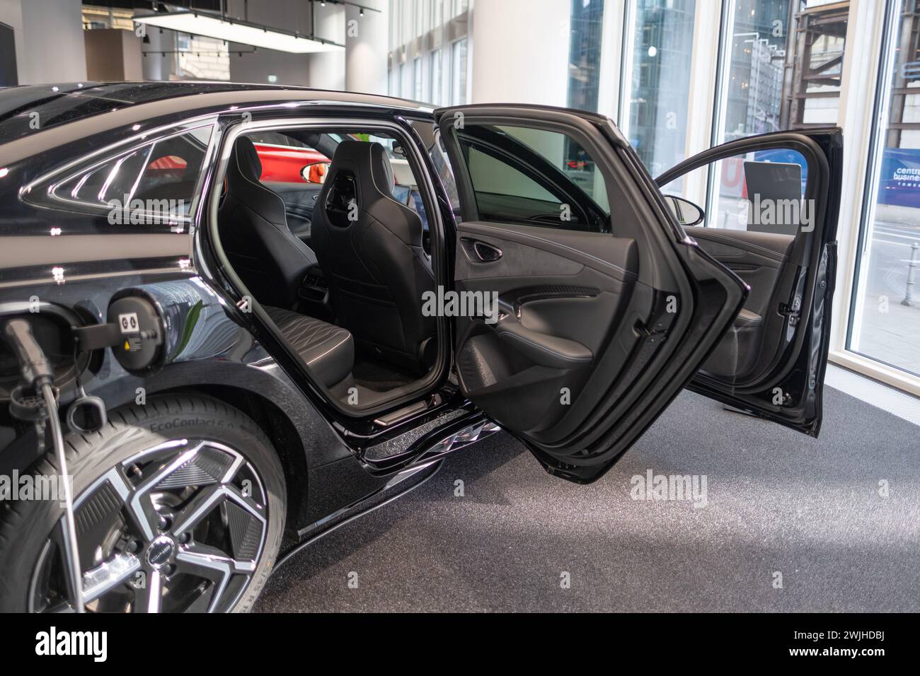 new black BYD Seal 2024 Electric Car, doors open, SUV Chinese