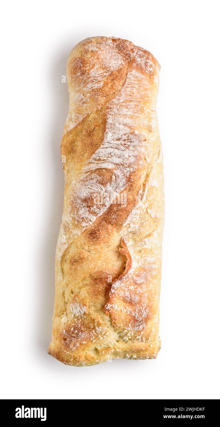 French mini baguette isolated on white, top view Stock Photo