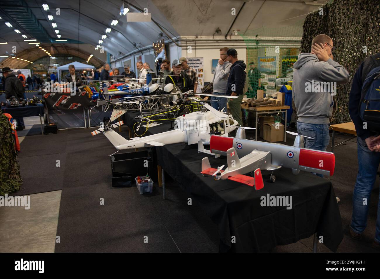 Gothenburg, Sweden - september 24 2022: Long row of radio controlled helicopters Stock Photo