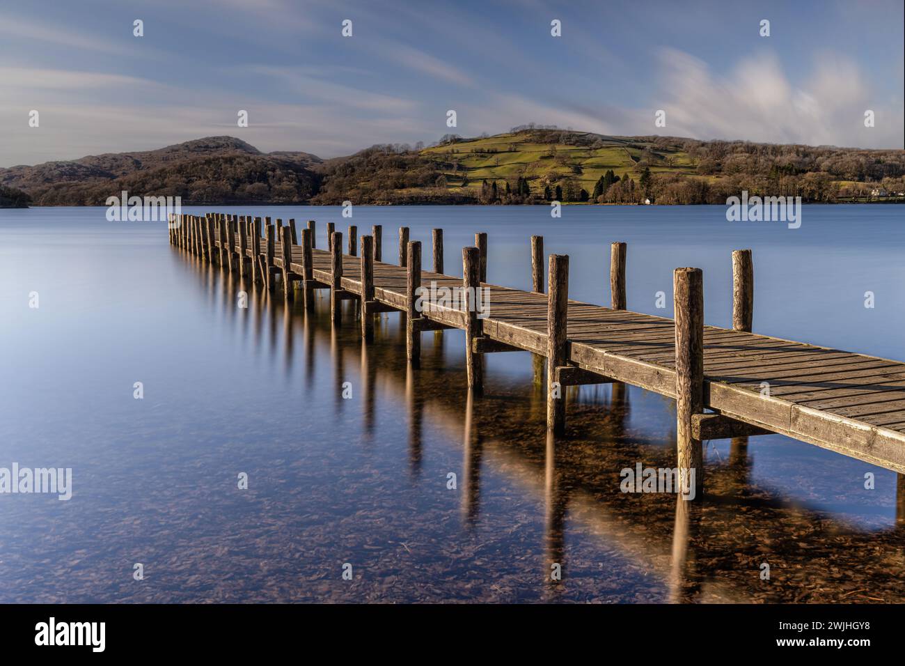 Lake reflection jetty long hi-res stock photography and images - Alamy