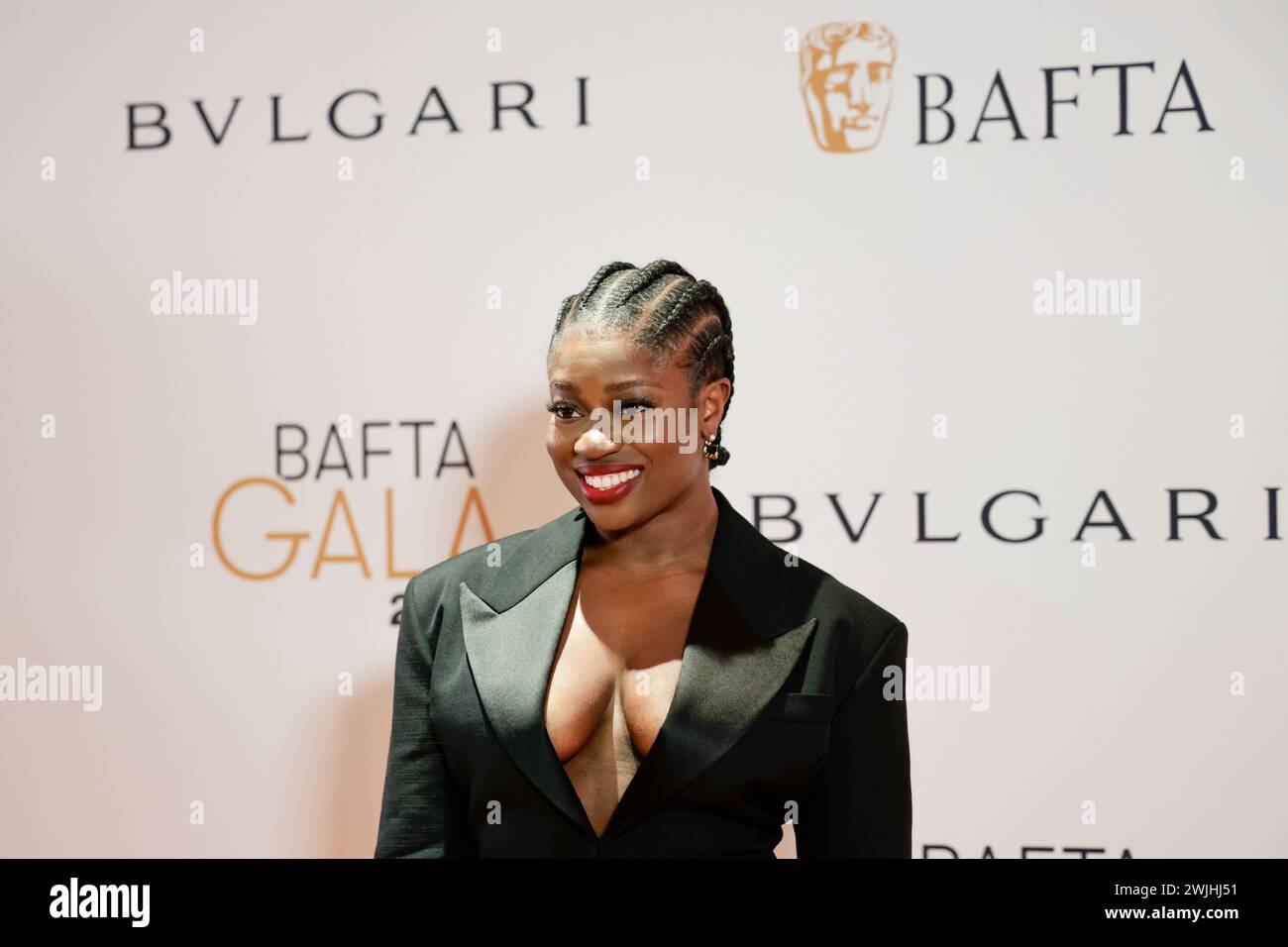 Clara Amfo poses for photographers upon arrival at the BAFTA Gala event ...