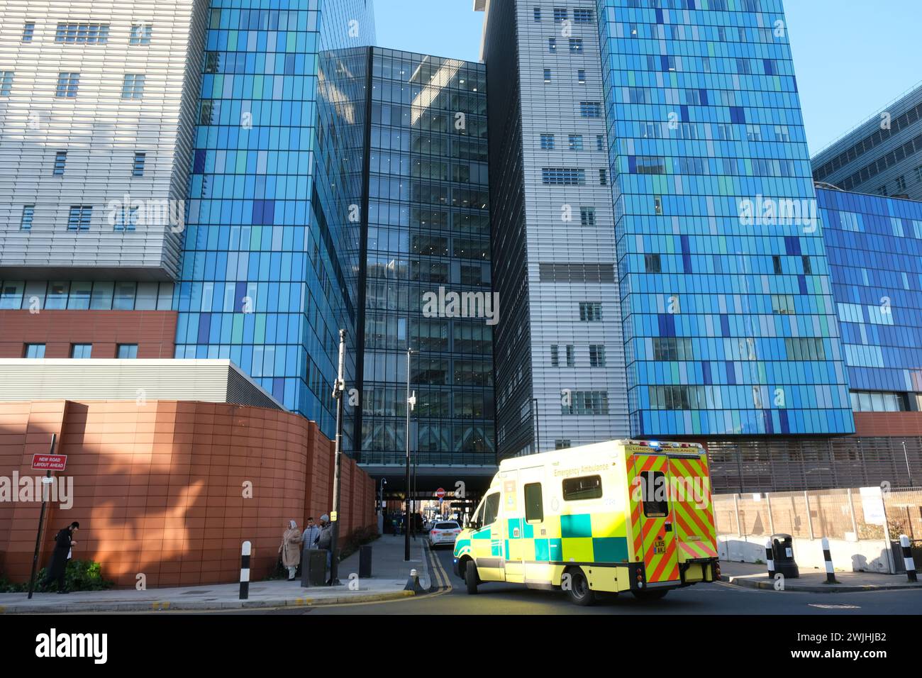 Ambulance arrives at the Royal London hospital in Whitechapel, London, UK Stock Photo