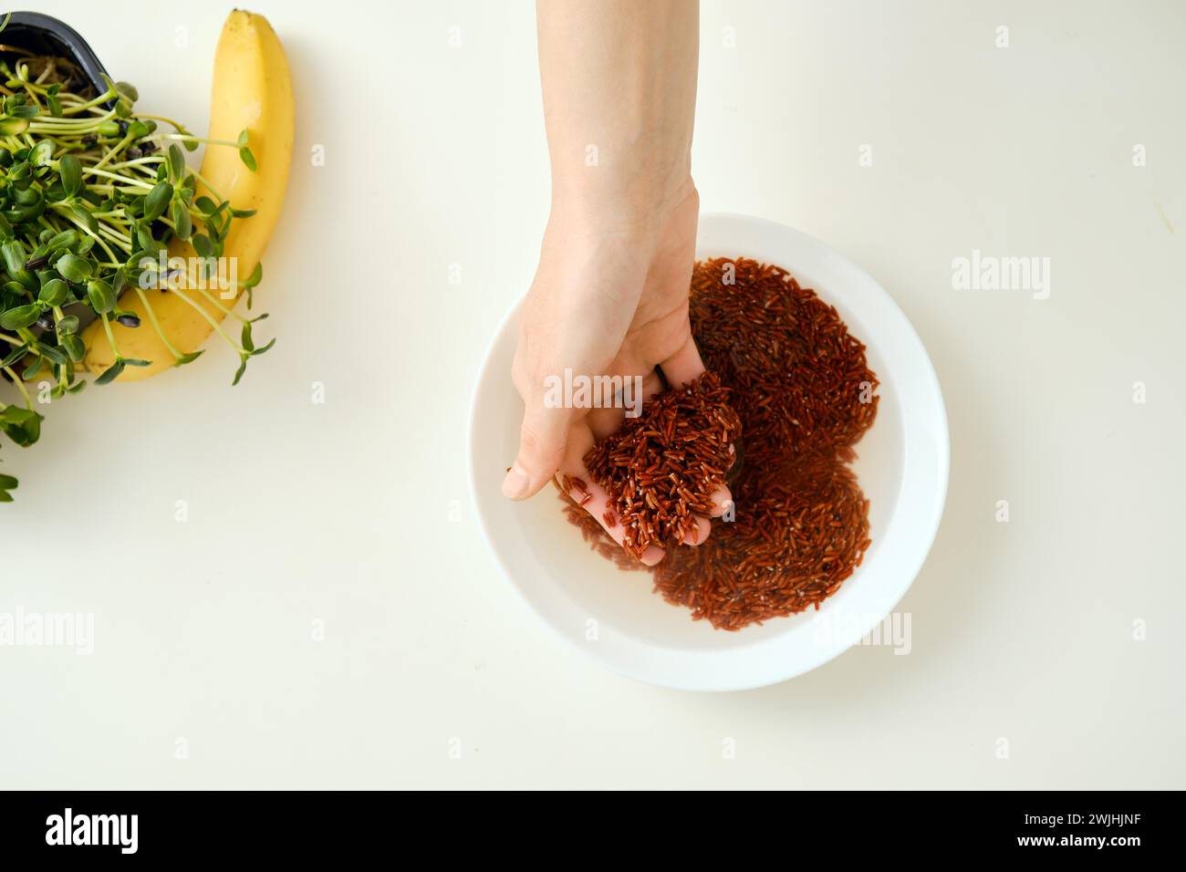 pink rice , top