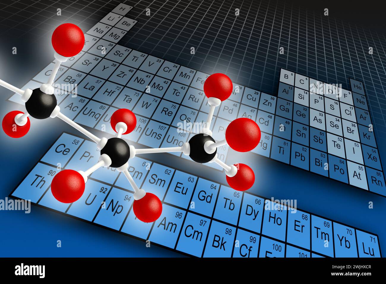 Molecule structure and periodic table of elements. Digital illustration ...