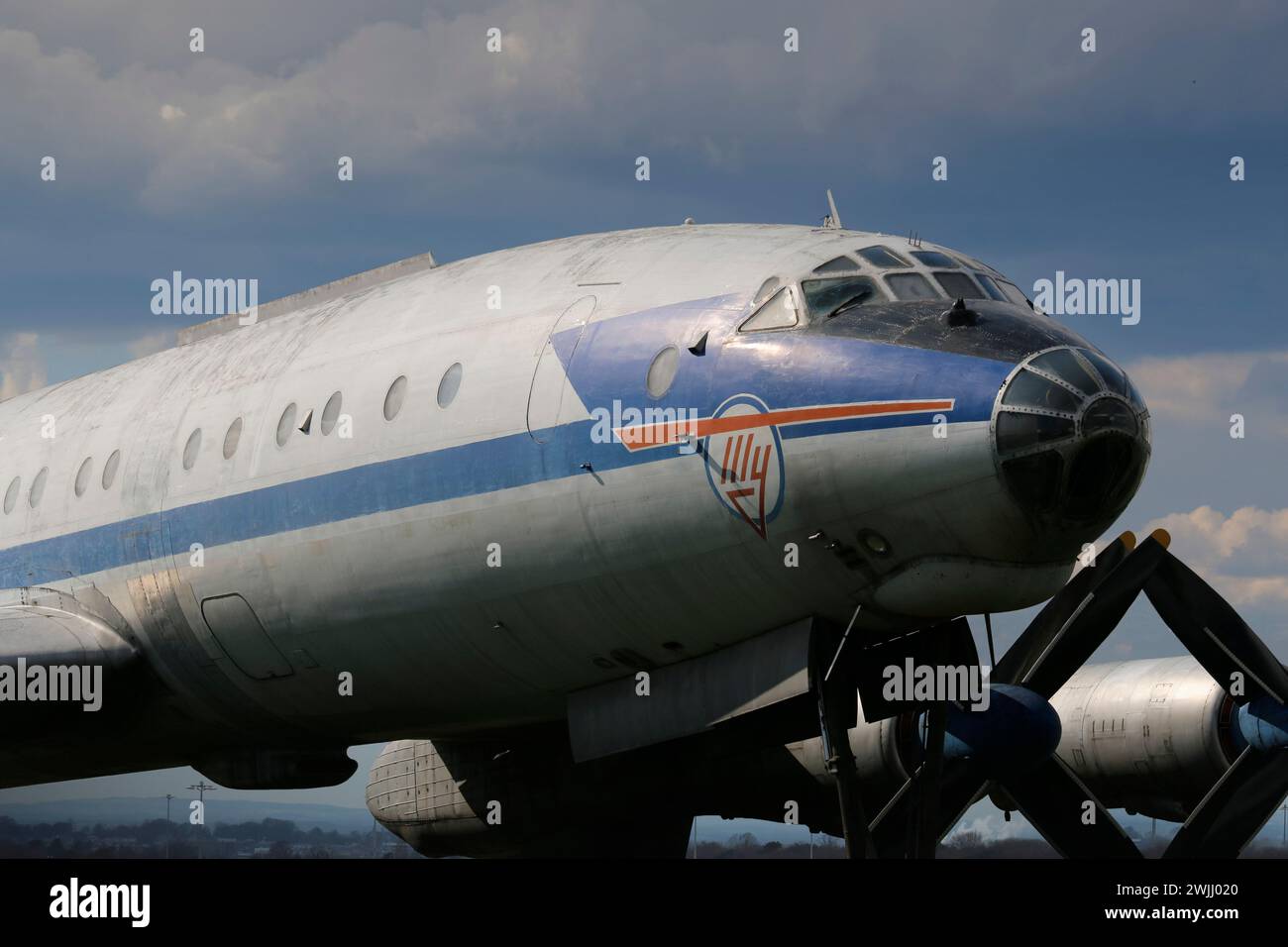 Soviet Tupolev Tu-114 in Moscow, Russia. Stock Photo